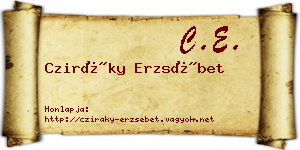 Cziráky Erzsébet névjegykártya